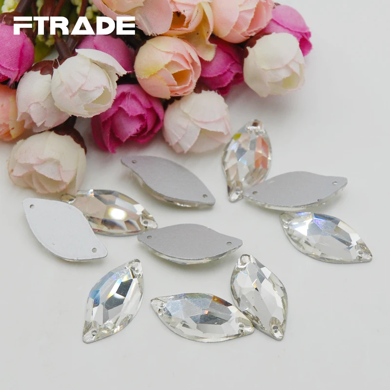 Promotions!Leaf Shape Glass Crystal Clear Color Beauty Fish Sew on Rhinestones For Arts Crafts Sewing Clothing Decoration | Дом и сад