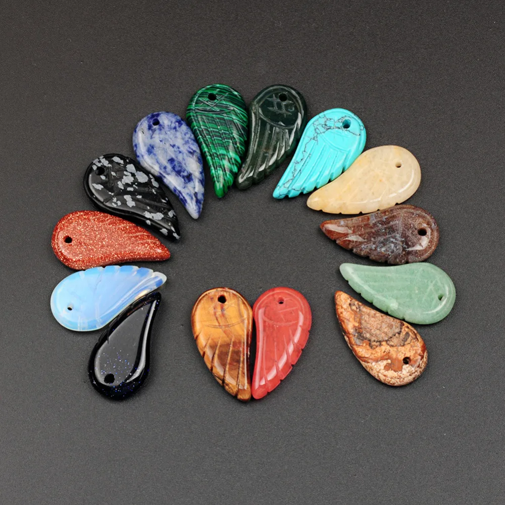 

Wholesale lots New Arrivals Hot Selling Fashion Mixed Natural Stone Pendants Charms Leaves for jewelry making 6pcs