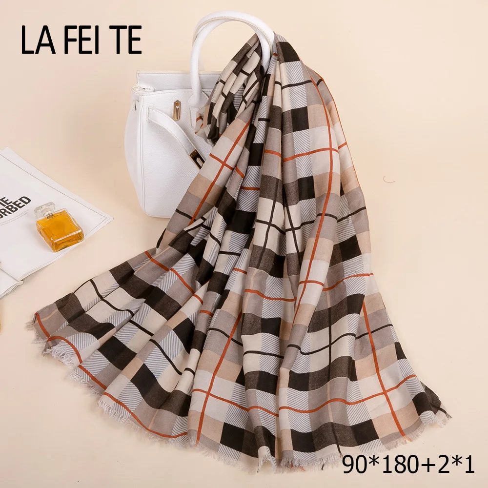 Длинный хлопковый зимний клетчатый шарф женские палантины Дамская шаль головной