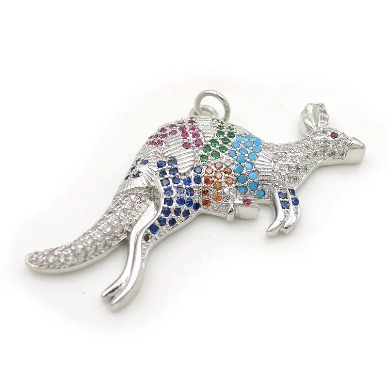 35*25*5 мм Micro Pave Clear& Blue& Red& Green& Kallaite CZ кенгуру Подвески подходят для мужчин и женщин, делая ожерелья ювелирные изделия
