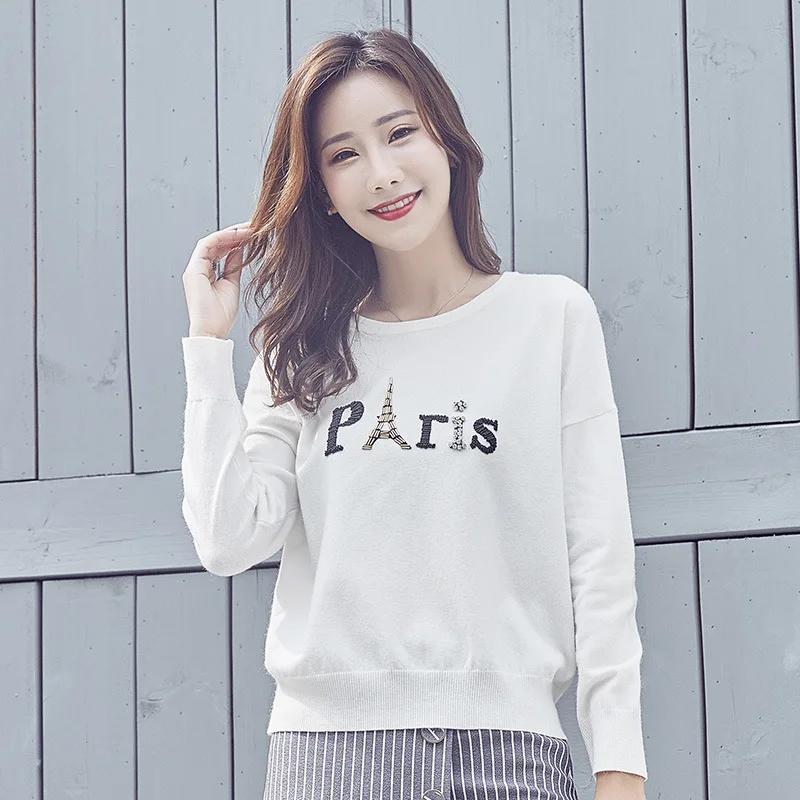 Женский офисный свитер с круглым вырезом повседневный Свободный пуловер длинным