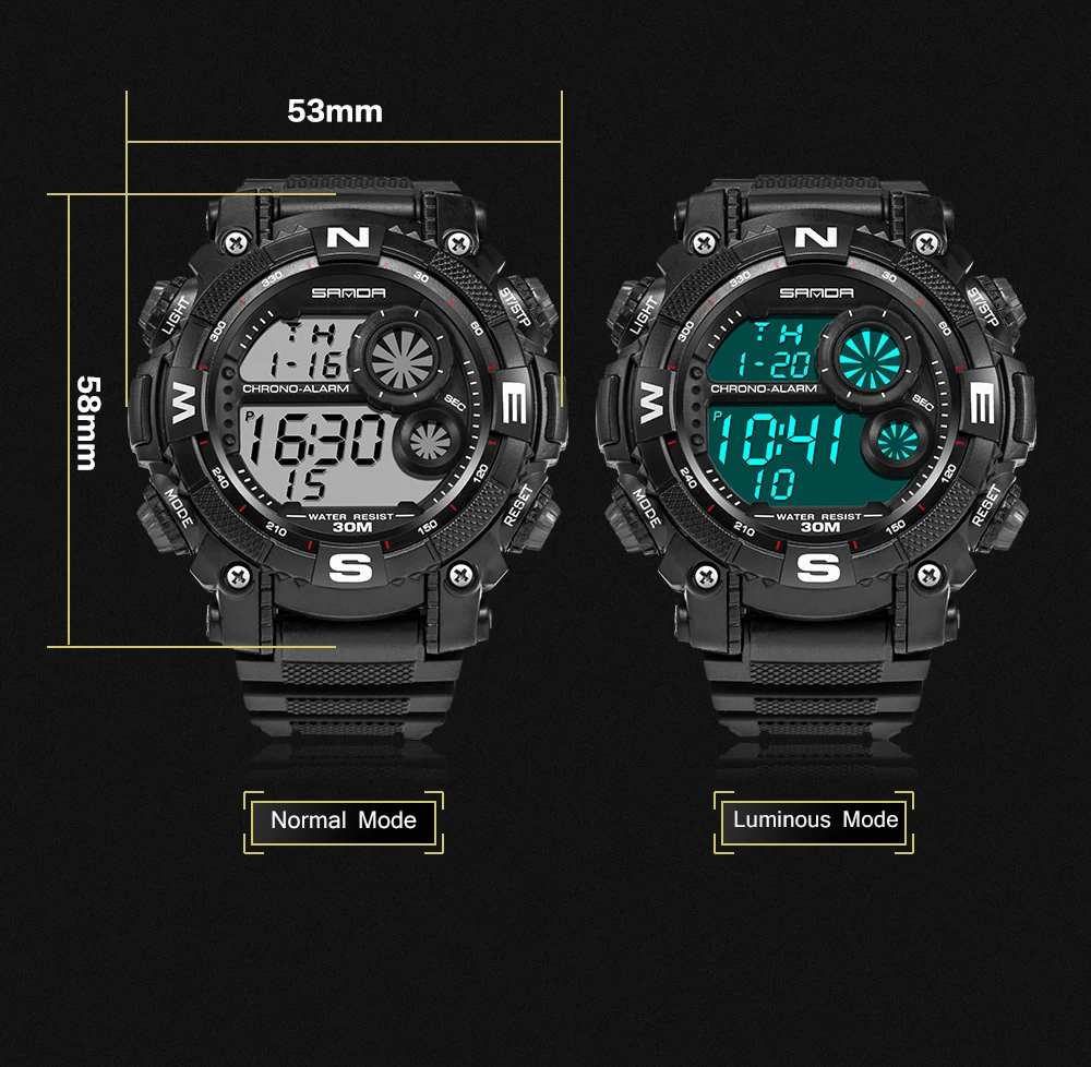 Часы наручные SANDA Детские кварцевые спортивные водонепроницаемые цифровые для