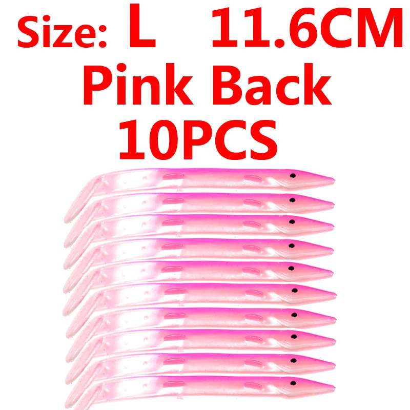 Pink back L 10pcs 10 шт., приманка для рыбной ловли в соленой воде, приманка для рыбной ловли, Мягкая приманка для рыбной ловли, приманка для рыбной ловли, приманка для рыбной ловли Сабики, лумо, белый, розовый, зеленый, красный цвет - Цвет: Pink back L 10pcs