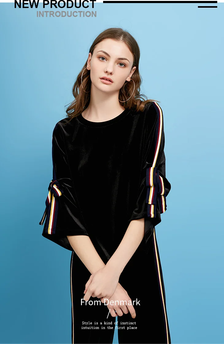Vero Moda полосатый кружевной бархатный свободный крой Женская одежда для отдыха свитшот-худи | 3181R3506