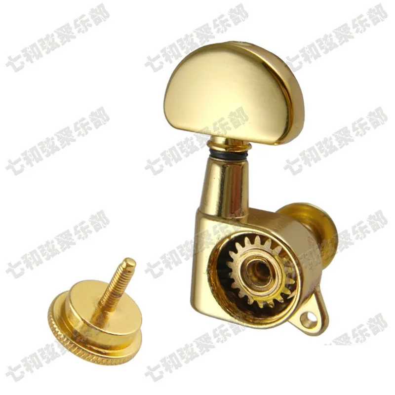 Фото A Set 3R3L Gold Locked String Guitar Tuning Pegs Machine Heads Tuners for Acoustic Electric Folk Guitar Accessories Parts №5