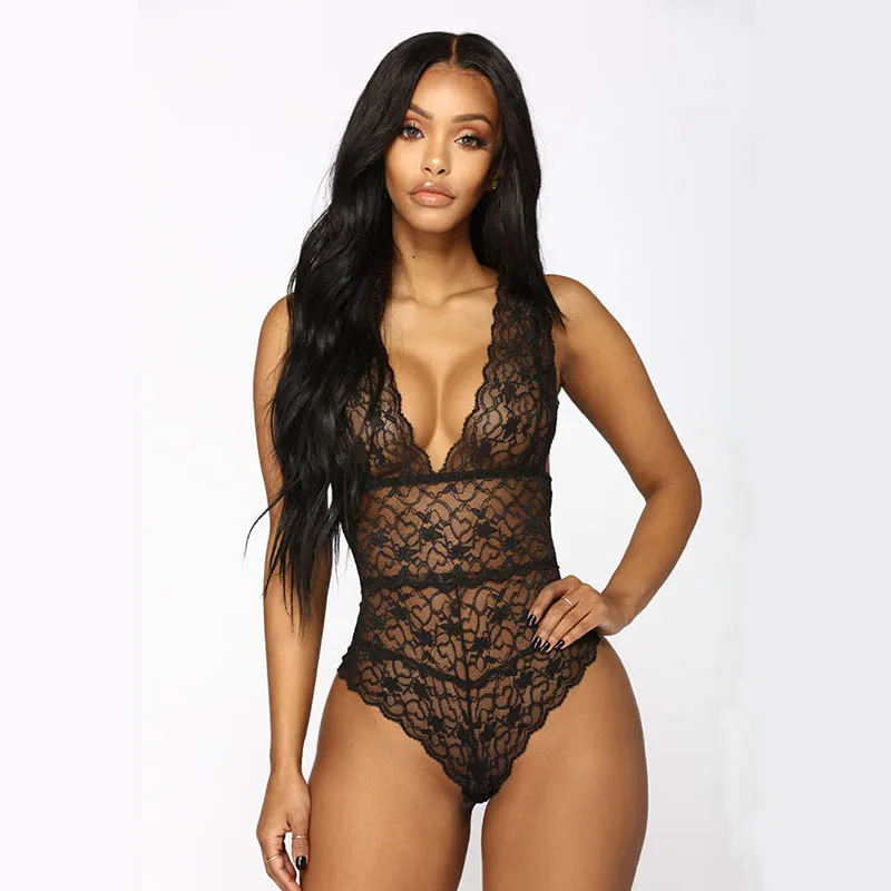 Сексуальное нижнее белье с открытой спиной кружевное для женщин черное