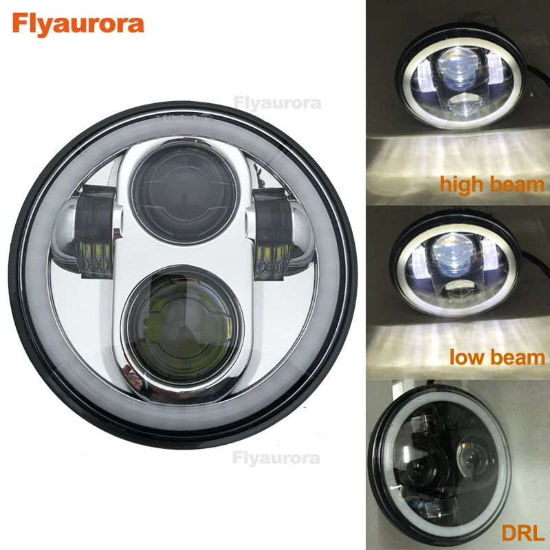 Flyaurora 5.75inch LED DRL Headlights with Halo Ring Angle Eye Headlamps for Triumph Rocket iii 3 & Speed Triple & Street Triple