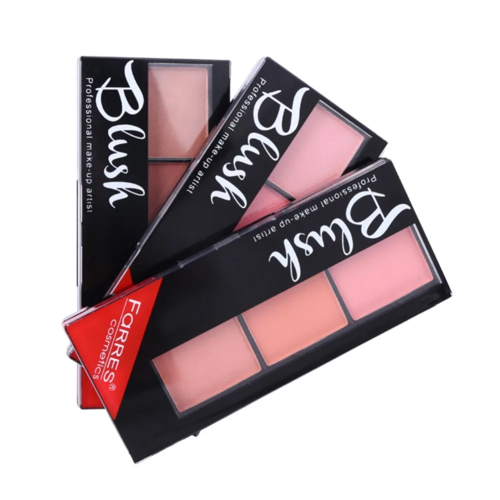 3 цвета румяна палитра водонепроницаемый размазывание стойкий осветить цвет