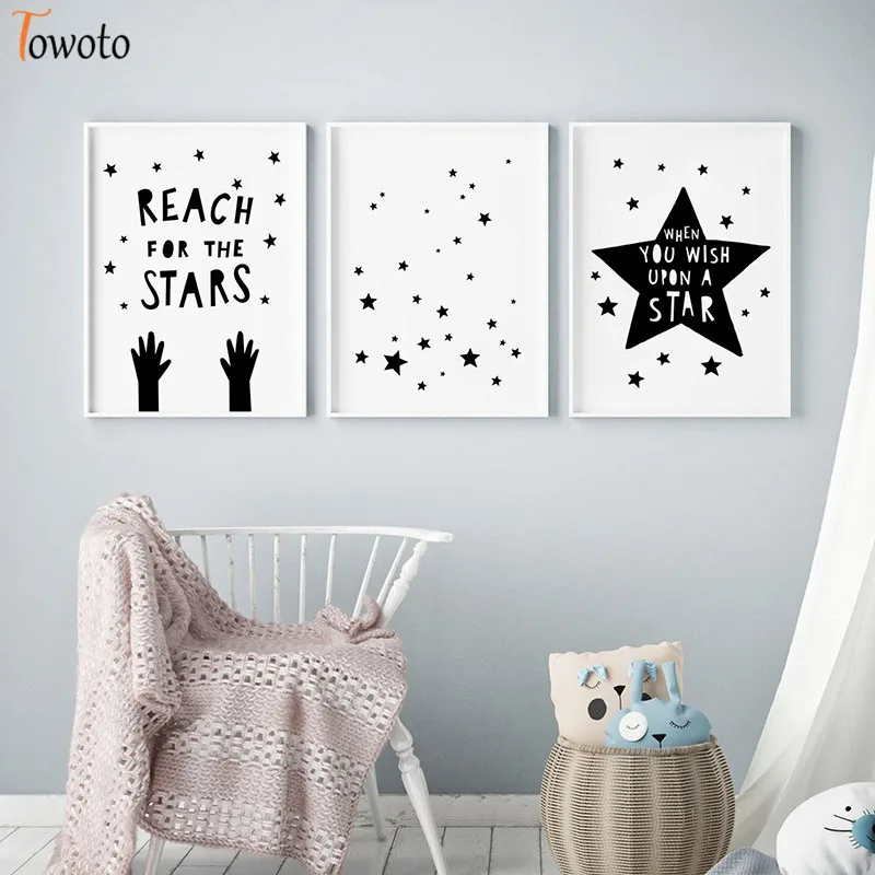 Минималистское полотно Монохромное настенное искусство для детской комнаты