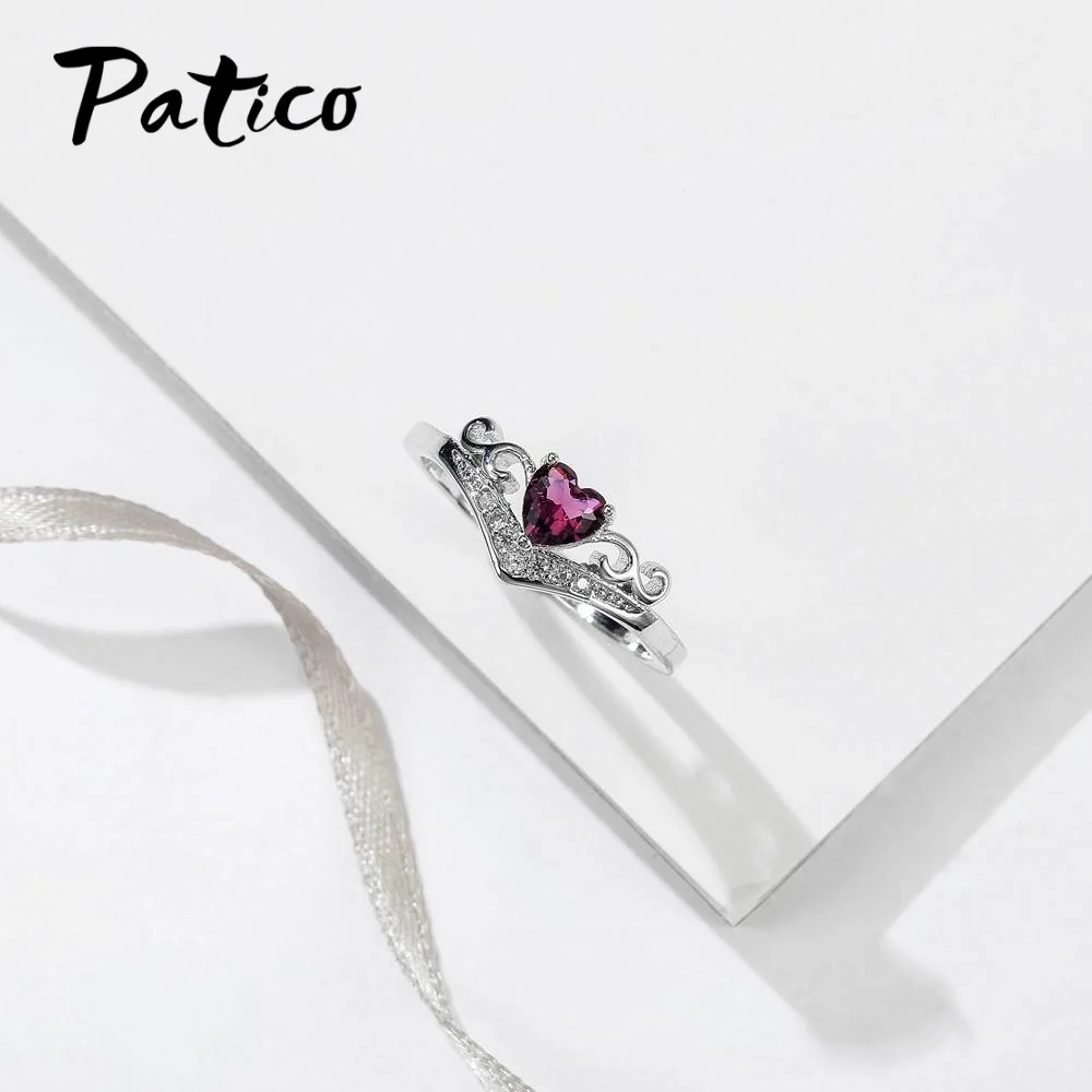 New Arrival Clear Purple Crystal Wedding Rings 925 Sterling Silver Fashion Design Retro Engagement Ring Jewelry For Women | Украшения и