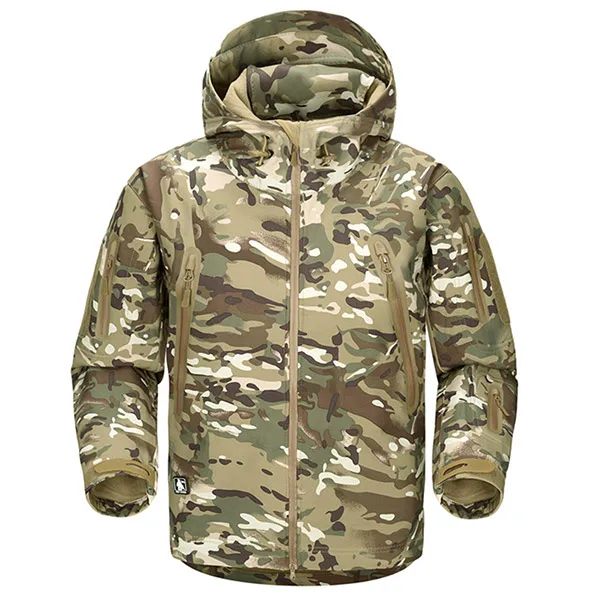FREE SOLDIER outdoor camping men's soft shell jacket instant waterproof windproof coat thermal outwear clothing large US size - Цвет: Cp camouflage
