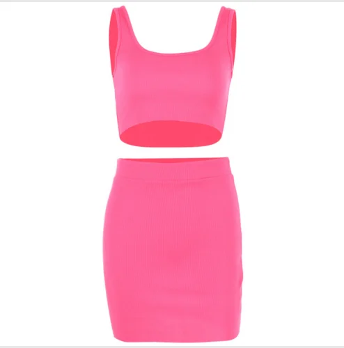 Женский укороченный топ + юбка комплект из 2 предметов летний женский облегающий