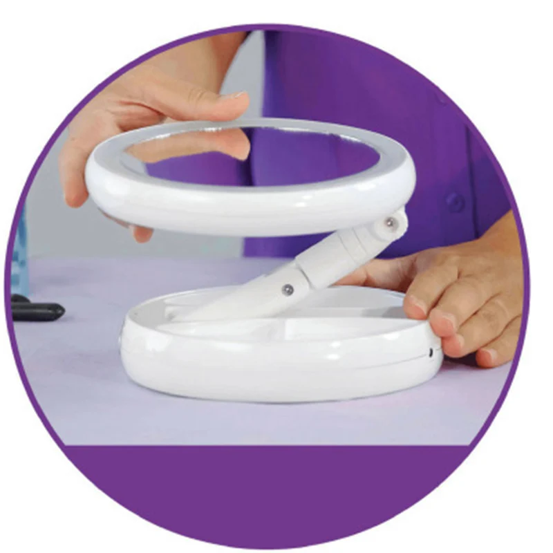 Светодио дный зеркало складное низкое энергопотребление круглые портативный 10X