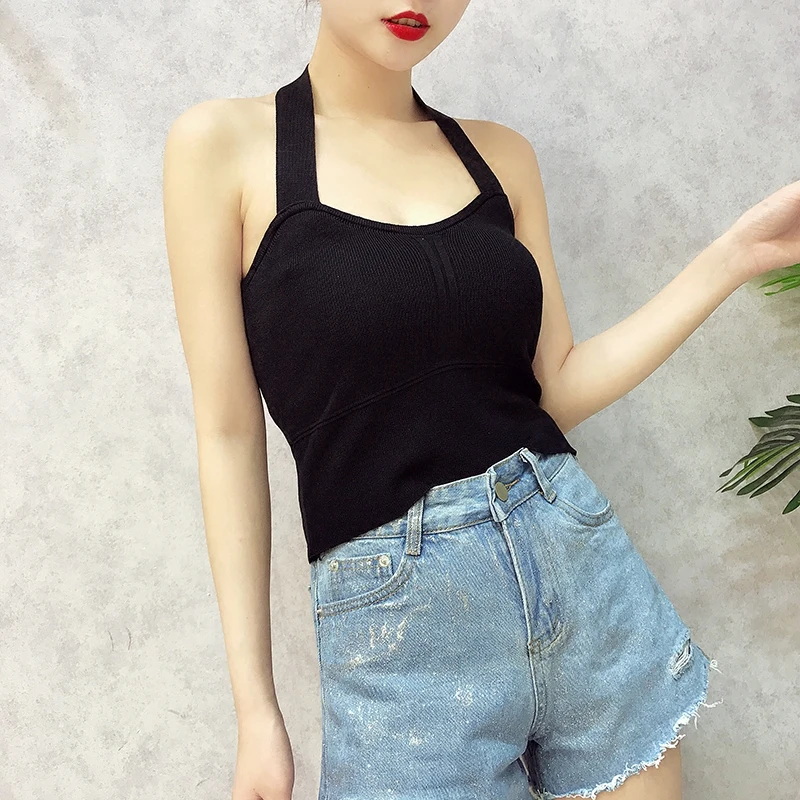 Женская Трикотажная майка ALPHALMODA однотонная Короткая Стильная летняя на лето 2018 |