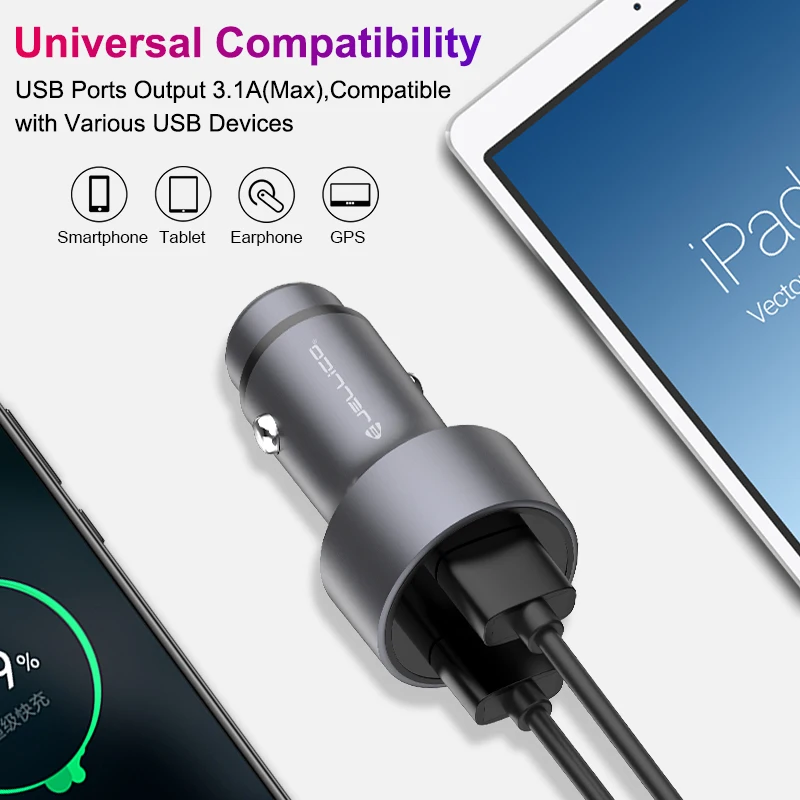 Jellico двойной зарядное устройство USB адаптер 3.1A цифровой светодиодный дисплей