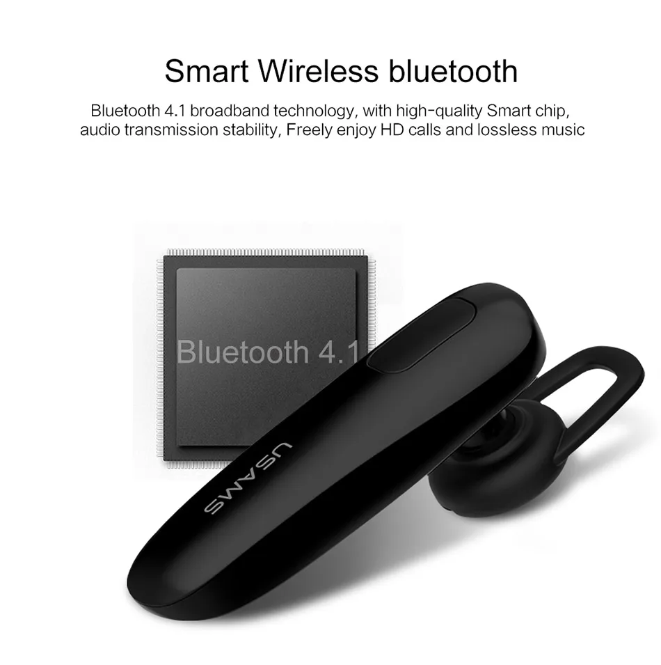 USAMS Беспроводной Bluetooth наушники стерео HD Шум снижение с микрофоном громкой связи Bluetooth 4,1 наушники для iPhone samsung