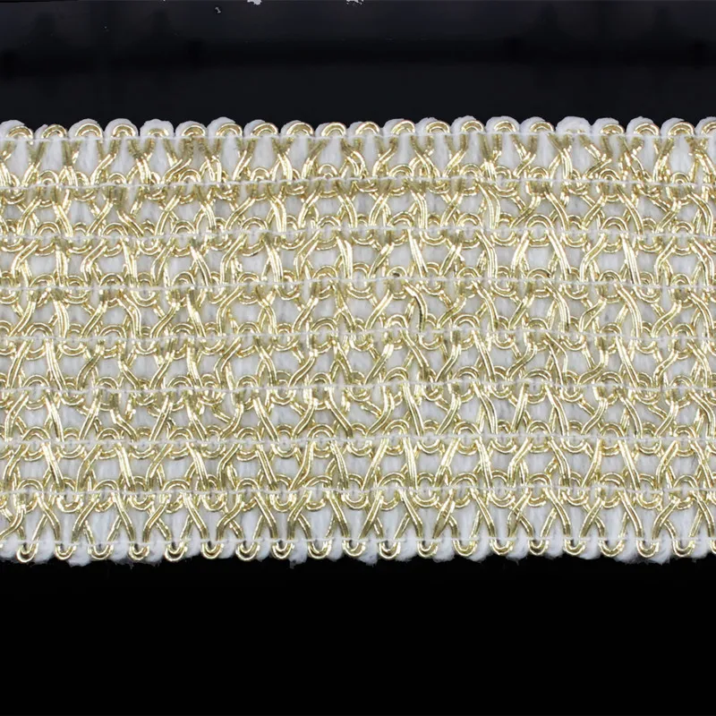 

10yard 52mm Braided Gold Elastic Stretch Ribbon Webbing Band Belt Applique Venice Sewing for DIY Costumes Dress T1486