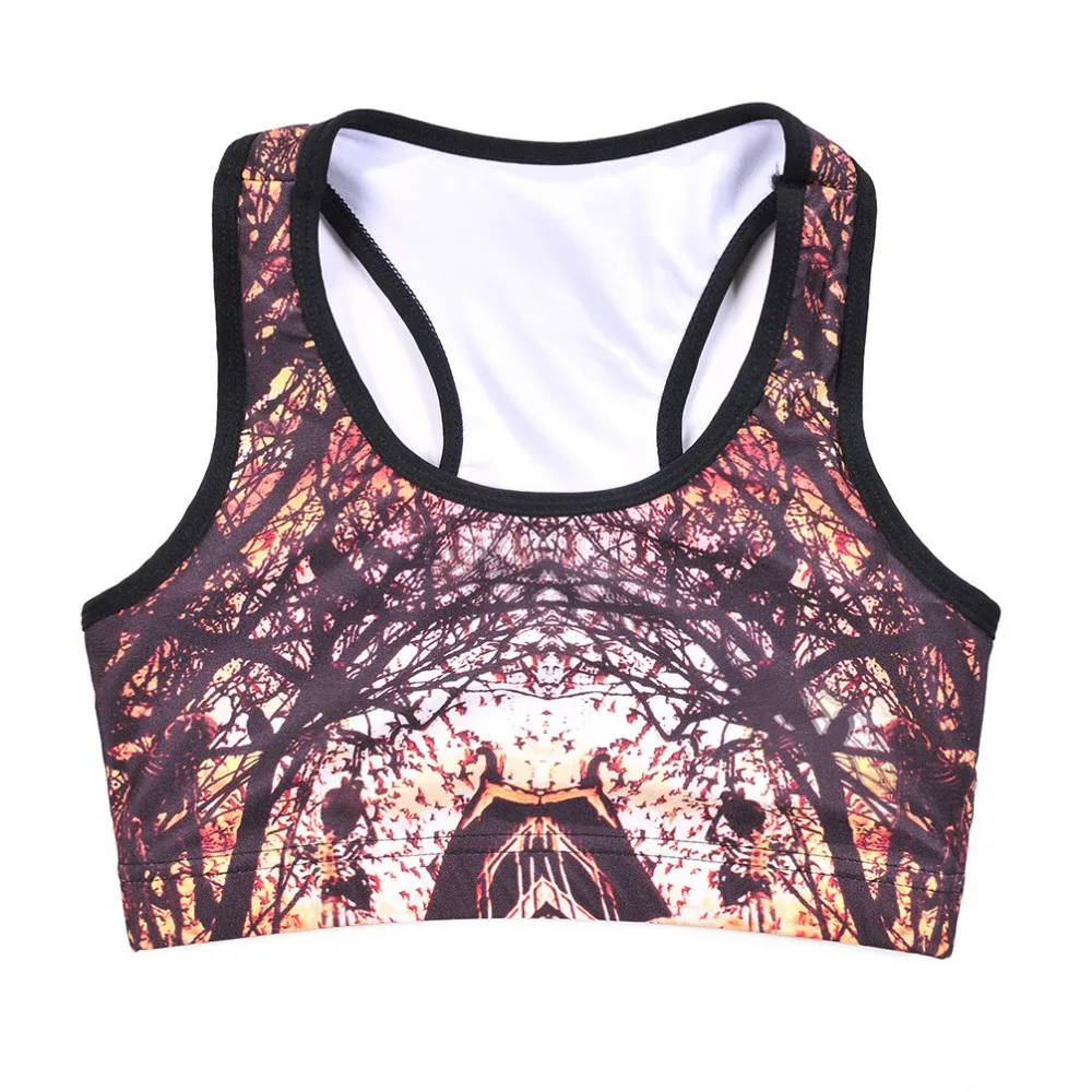 

Women Haunted House Print Fitness Short Vest Workout Wireless Underwear Seamless Stretch Tank Top Hiphop Soft Bras