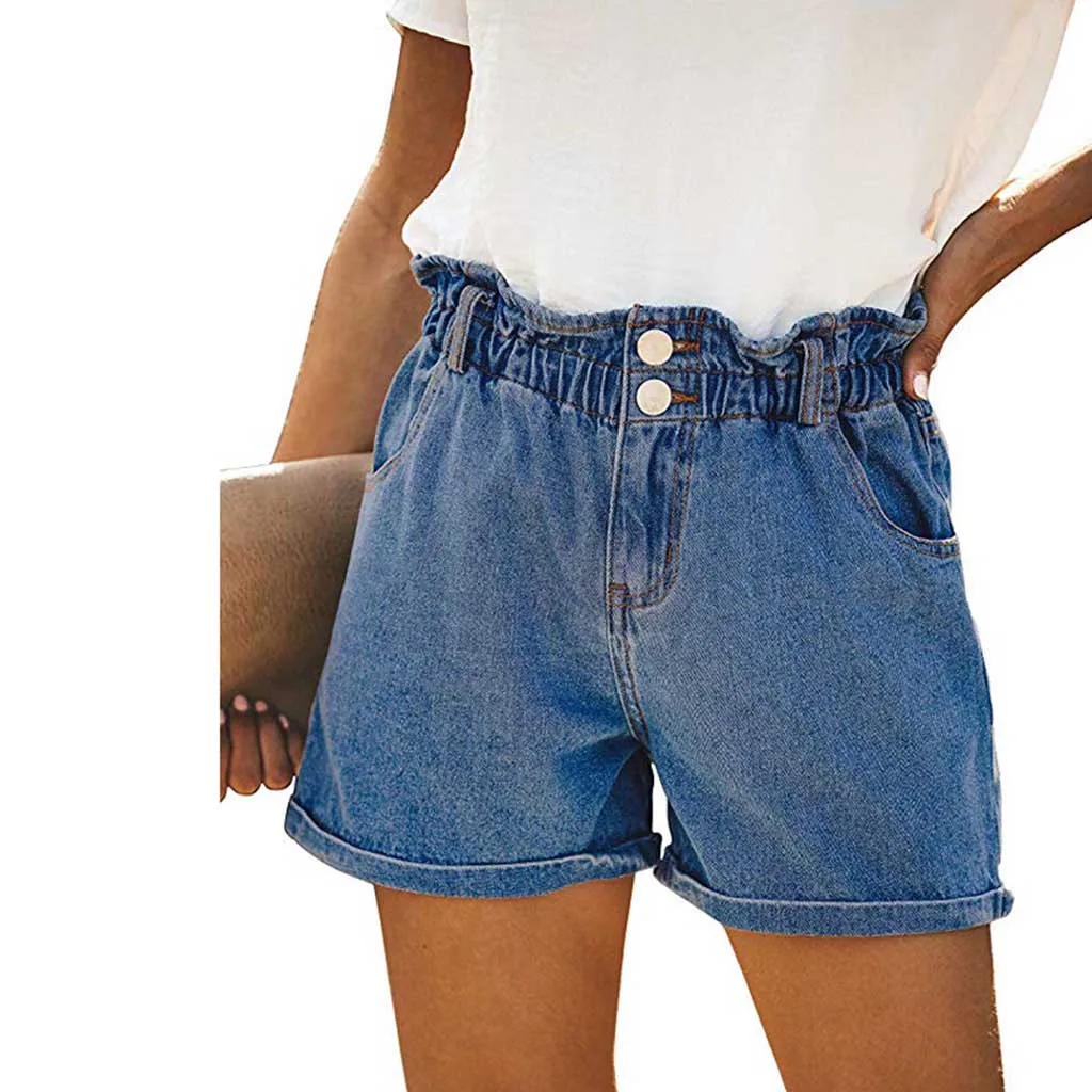 Летние популярные женские модные джинсы с карманами джинсовые шорты эластичными