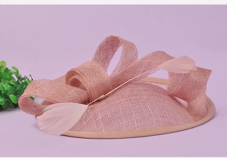 Шляпа женская льняная с перьями шикарная Вуалетка для свадьбы вечеринки