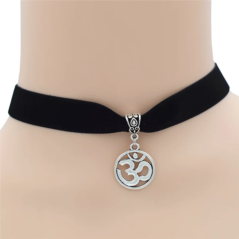 Модный Повседневный индийский буддийский Ом Йога античный кулон бархат кожа