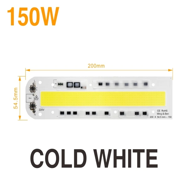 Smart IC светодиодный COB чип лампа 30 Вт 50 Вт 70 Вт 100 Вт 150 Вт 220 В 110 В IP65 Smart IC для DIY светодиодный прожектор холодный теплый белый наружное освещение - Испускаемый цвет: 150W Cold White