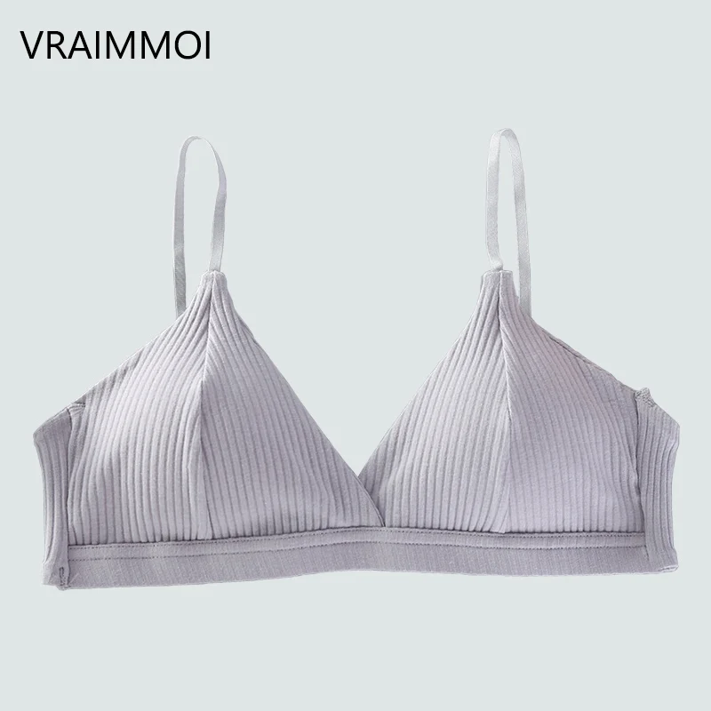 GRAY VRAIMMOI, элегантный сексуальный бюстгальтер, комфортное хлопковое нижнее белье, женское нижнее белье, летнее новое платье, стильный бесшовный бюстгальтер без косточек, Женская Интимная одежда - Цвет: GRAY