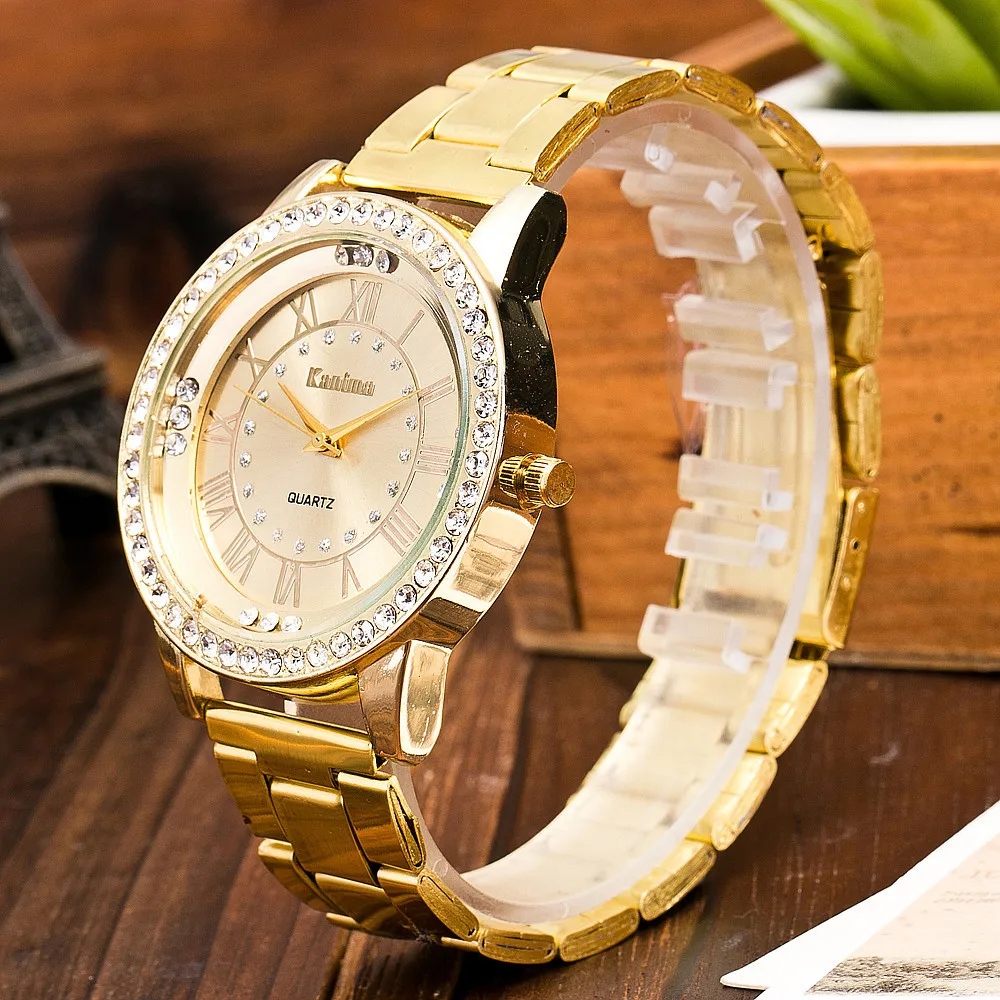 Часы наручные женские с браслетом модные роскошные золотистые A5|Женские часы| |