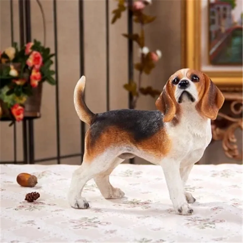 11 ''симуляция животного Милая статуя щенка Бигль счастливая Фотополимерная