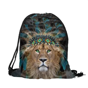 Женский рюкзак на шнурке, с изображением мандалы и цветов, с тигровым рисунком, Розовый школьный рюкзак для девочек