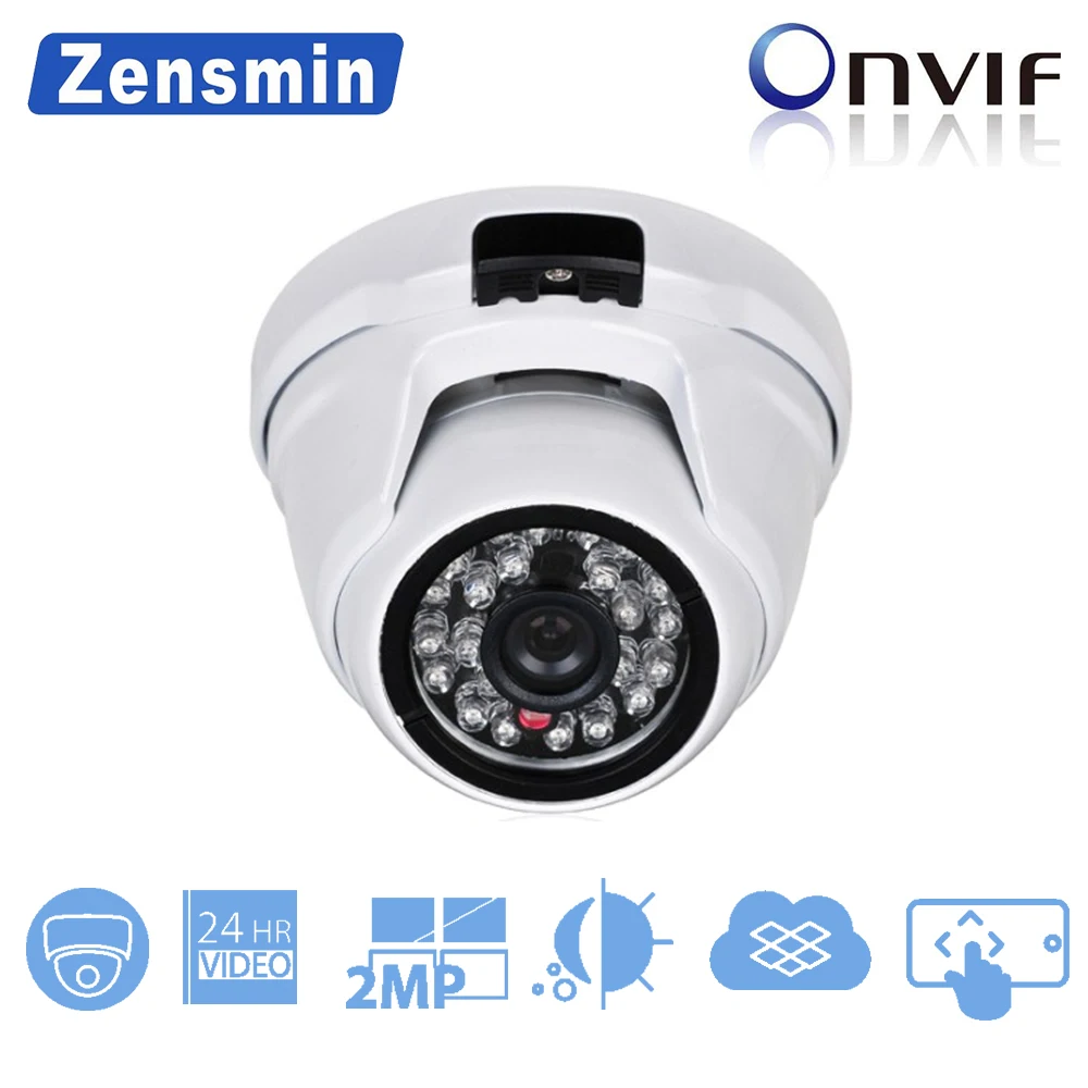Zensmin H.265 2.0MP IP купола CCTV Камера Крытый 1080 P 48 В poe системы безопасности дома 24 часа