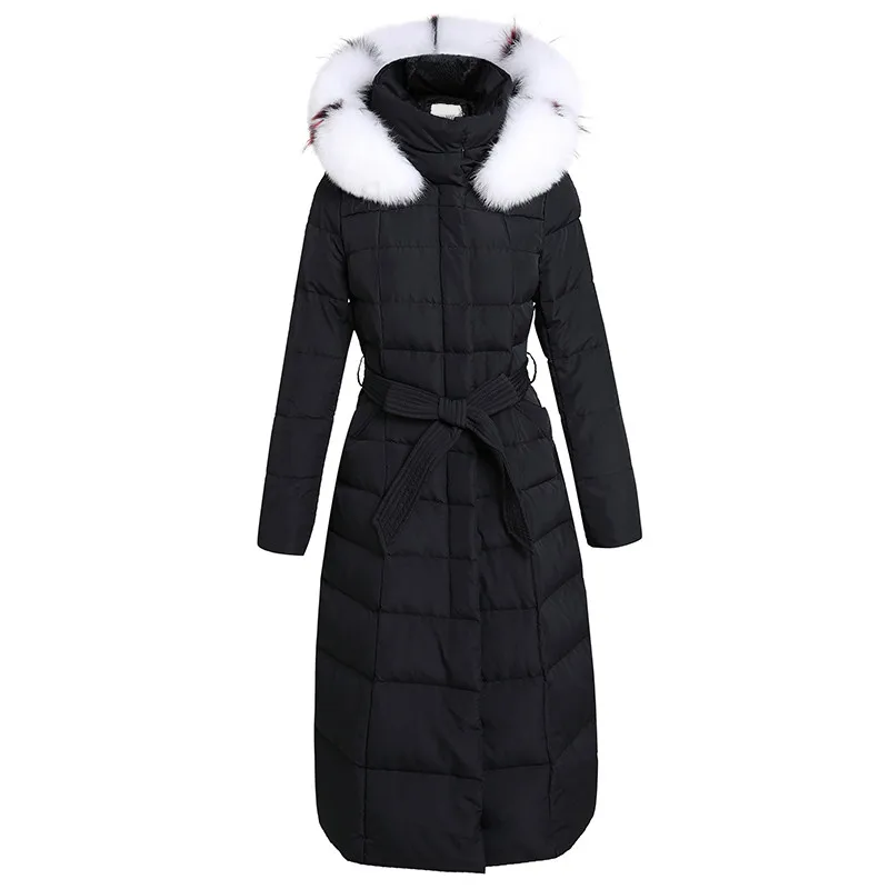 2018 зимняя утолщенная тонкая куртка с капюшоном и меховым воротником женская