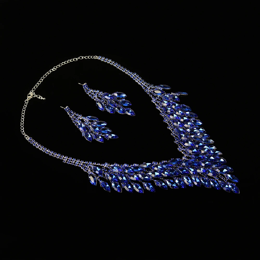 Парабола великолепные роскошные блестящие синие стразы бисер choker ювелирные