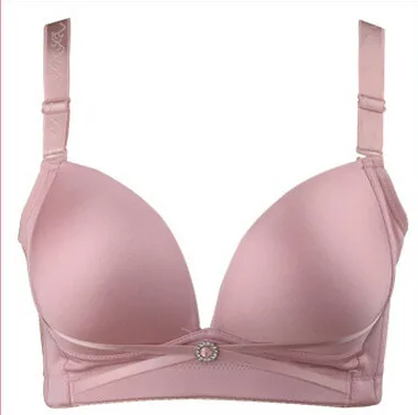 Pink Без проволоки бюстгальтер для груди большого размера от 80B до 105D большой размер женский 4 крючка пуш-ап гладкая полная чашка без косточек сексуальный бюстгальтер - Цвет: Pink
