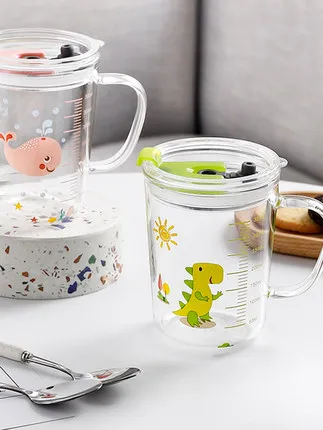 Бытовая детская чашка для молока со шкалой прозрачное Термостойкое стекло
