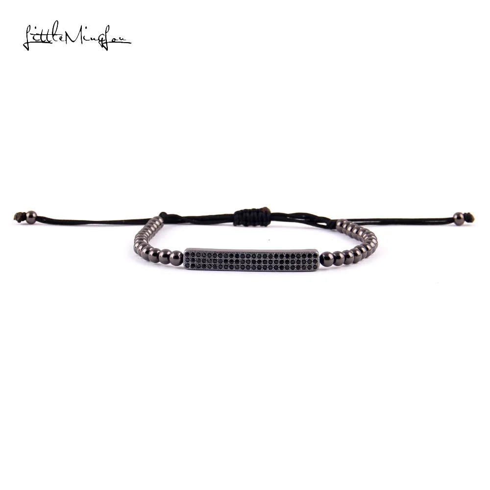 WML Роскошные CZ черные циркониевые Длинные трубки и 4 мм медные бусины макраме