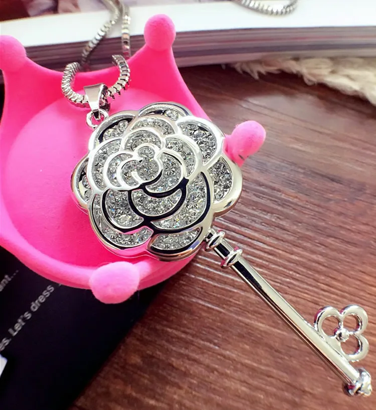 Женское ожерелье с подвеской в виде ключа цветком розы 2017 | Украшения и