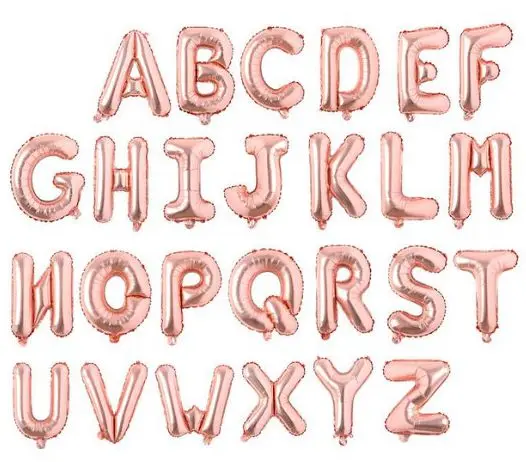 rose gold 16 дюймов красная Роза Золотая буква алфавита воздушные шары названия номер воздушный шар из фольги буквы шары Свадебные Украшения Буквы Гелиевый шар - Цвет: rose gold