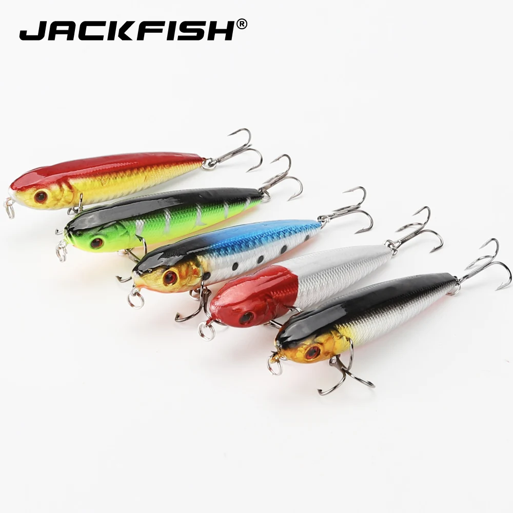 JACKFISH Topwater плавающая приманка-карандаш крючки кренкбейты 8 г 80 мм 5 цветов приманка