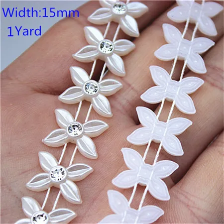 15mm 1yard 1 ярд, стразы, цепочка ABS, жемчужные бусины, кристальная цепочка, отделка, пришивка для DIY, Свадебный костюм с аппликацией, ювелирные изделия, аксессуары для рукоделия - Цвет: 15mm 1yard