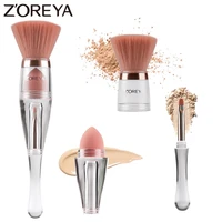 zoreya brand 3 in 1 multi function travel brushes super soft synthetic hair flat contour sponge eye shadow cosmetic tools