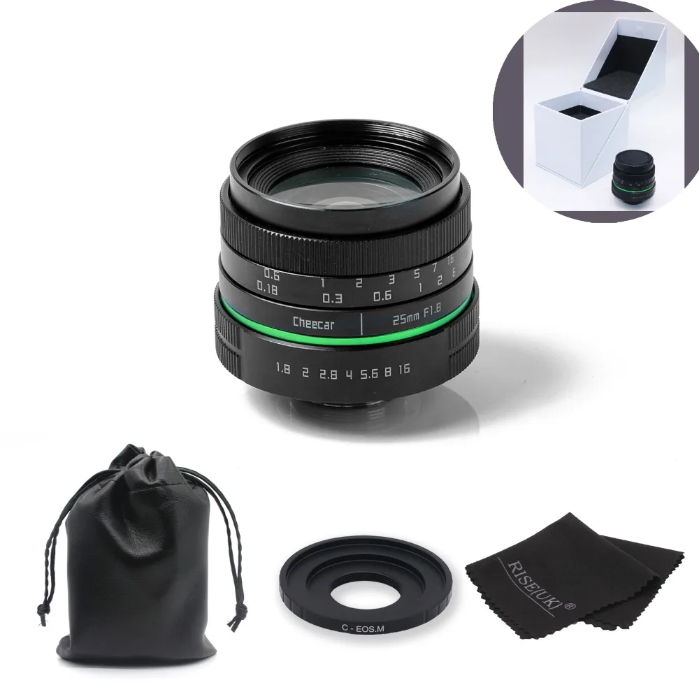 Новый зеленый круг 25 мм CCTV объектив камеры для Canon EOS M/M2/M3 с c адаптер EOSM кольцо +