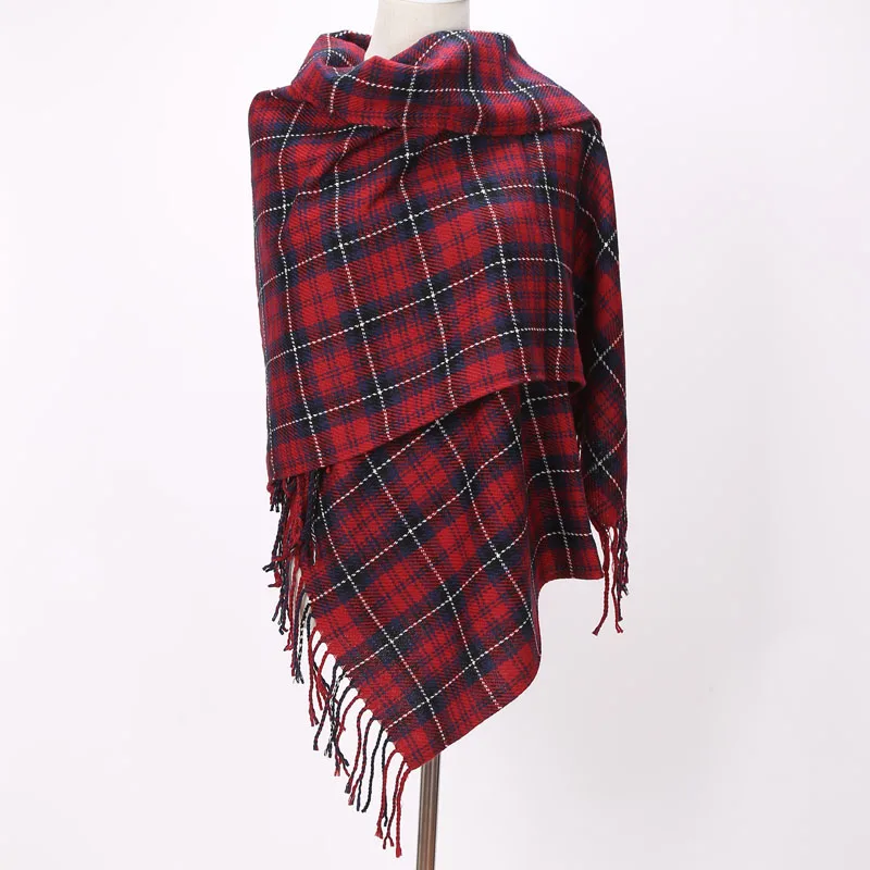 Брендовые шарфы длинные красные кашемировые тканые теплые шали из пашмины с