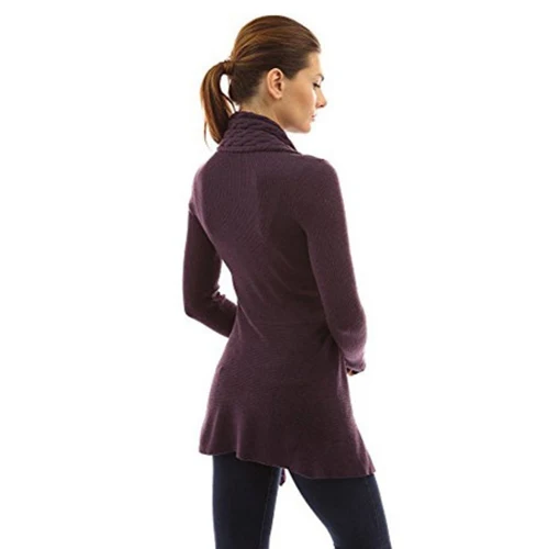 

Spring Women European style Elegant Long Sleeve Knitted Sweater Elegant Asymmetrical Patchwork V-Neck Solid Cardigans