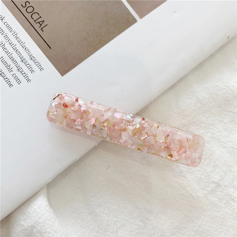 Pink-Style3 Милая женская заколка для волос в Корейском стиле с геометрическим рисунком в форме капли воды, квадратная заколка для волос с цветным мраморным текстурированным принтом - Цвет: Pink-Style3