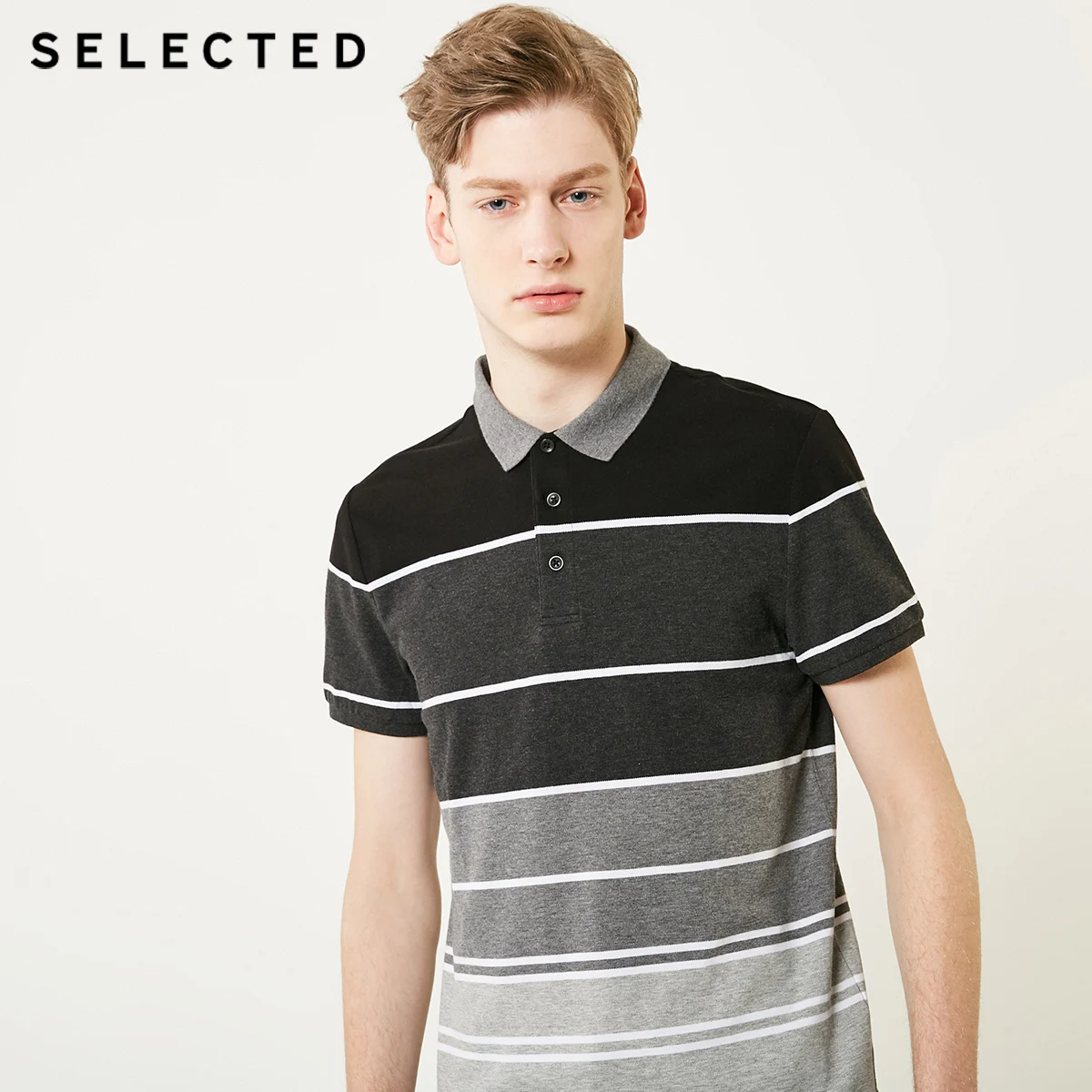 Мужские летние поло в полоску с отложным воротником и короткими рукавами |