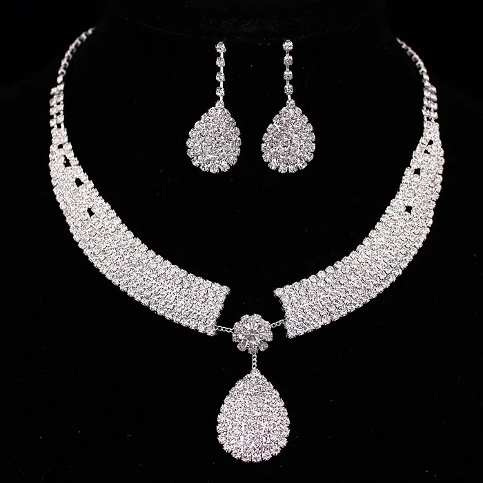 Набор свадебных украшений с австрийским кристаллом эффектные ожерелья и Сережки