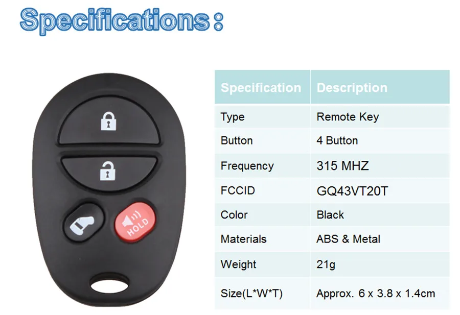 4 Кнопки BHKEY 3/4 кнопки дистанционного ключа автомобиля для Toyota Highlander Sequoia Sienna GQ43VT20T 315 МГц оригинальные автомобильные дистанционные ключи - Количество кнопок: 4 Кнопки