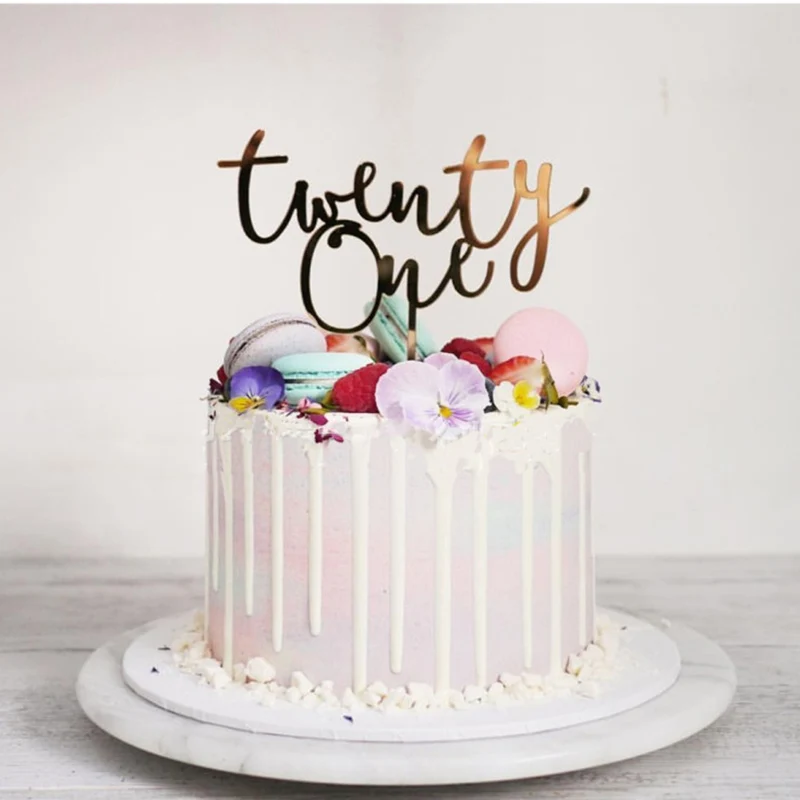 Акриловый Топпер для торта с надписью «Twenty One Happy Birthday» и цифрой 21 акриловый Топпер для кекса на 21 день рождения украшения для торта для вечеринки