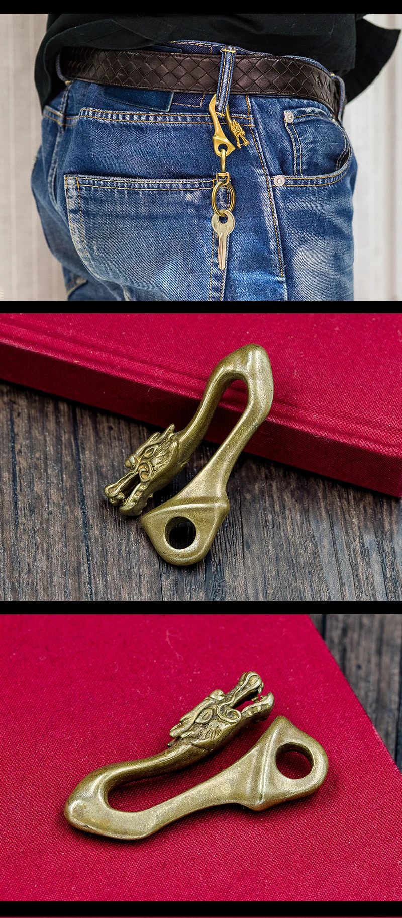 Coppertist. Wu Китайский единорог талисманы брелок латунная поясная пряжка Автомобильный ключ Chian бронзовый античный ремесло кулон цепи кольцо